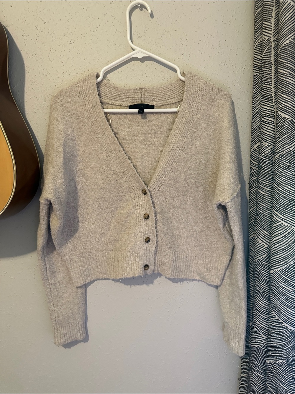 Sincerely Jules Cream V-Neck Button Front Cropped Sweater